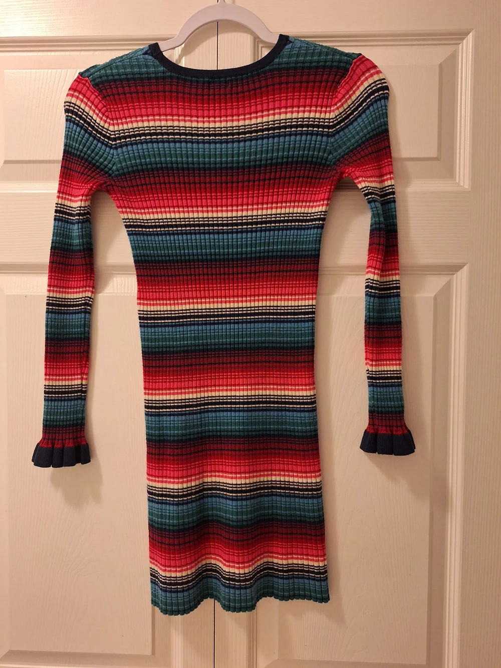 Gymboree Navy, Red, Teal & Cream Striped Ribbed Dress